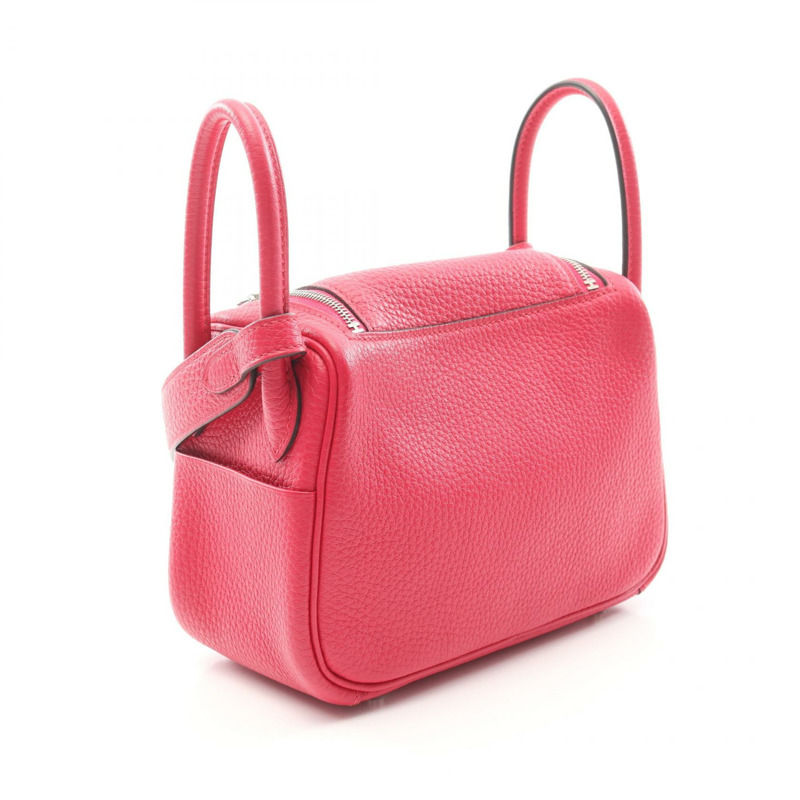 愛馬仕 Lindy 迷你肩背包,Z Clemence 皮革,玫瑰墨西哥色,二手女士 SHW-1