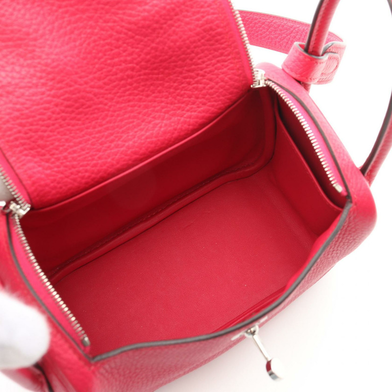 愛馬仕 Lindy 迷你肩背包,Z Clemence 皮革,玫瑰墨西哥色,二手女士 SHW-2