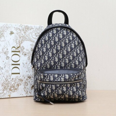 DIOR Rider兒童雙肩包墨藍色帆布銀扣2021肩背包