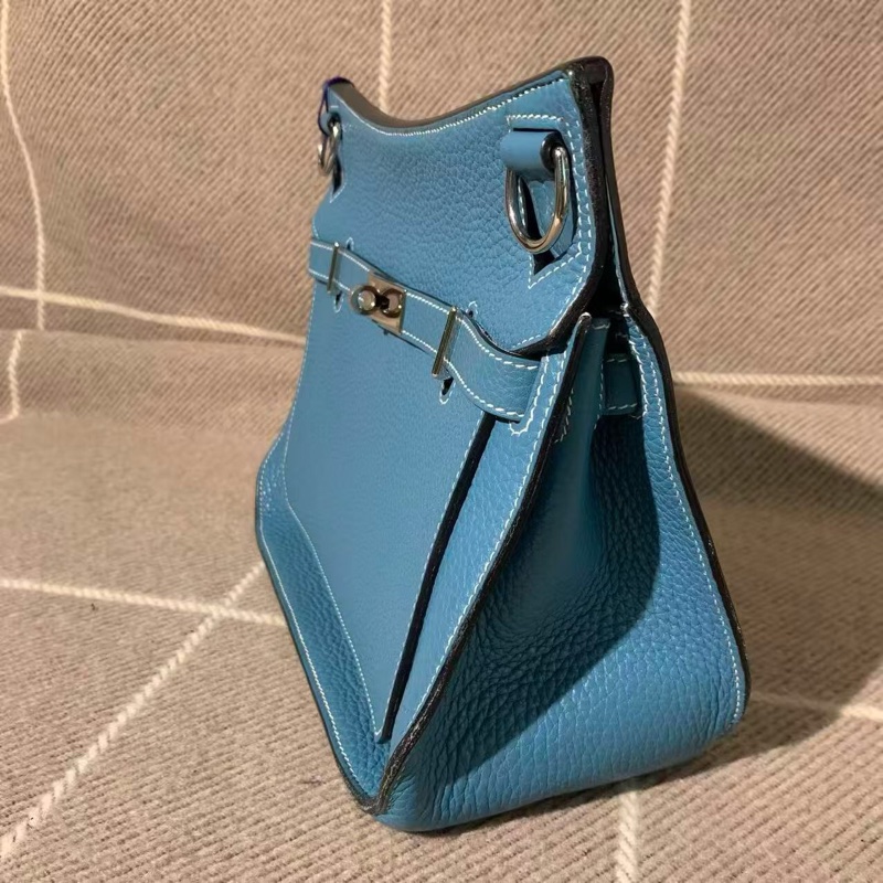 Hermes 愛馬仕 Jypsiere 吉普賽28 牛仔藍銀扣N刻 單肩包-1