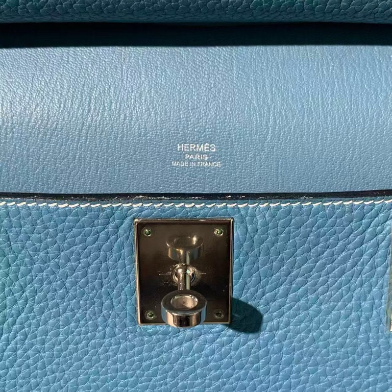 Hermes 愛馬仕 Jypsiere 吉普賽28 牛仔藍銀扣N刻 單肩包-6