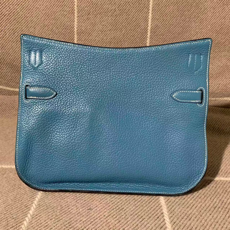 Hermes 愛馬仕 Jypsiere 吉普賽28 牛仔藍銀扣N刻 單肩包-7