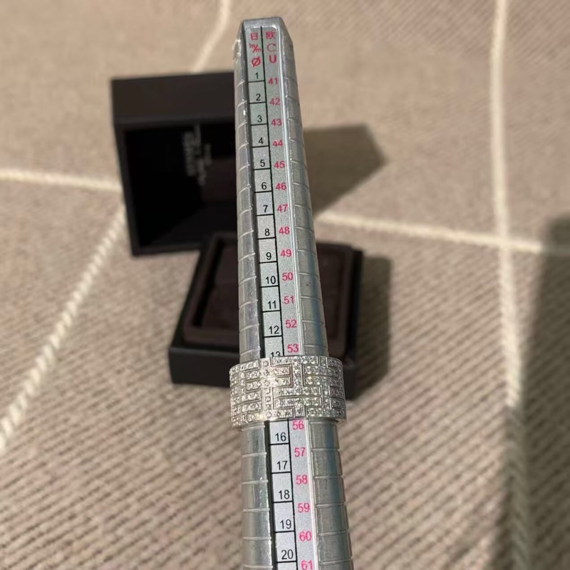 HERMES Collier Kilim系列白金滿鑽寬版戒指56號,鑽石鑲嵌-6