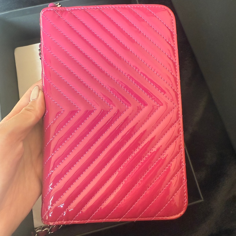 香奈兒 chanel 桃紅 woc 包 漆皮-3