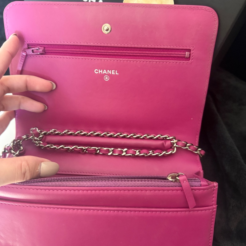 香奈兒 chanel 桃紅 woc 包 漆皮-5