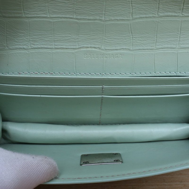 BALENCIAGA 綠色牛皮Gossip鱷魚壓紋單肩包XS小號肩背包-3