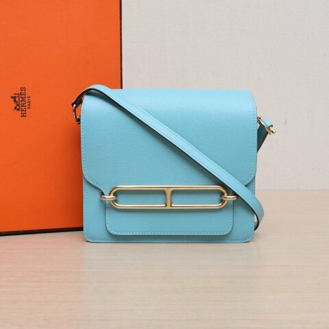 HERMES Roulis豬鼻子193P馬卡龍EC皮Y刻金扣肩背包