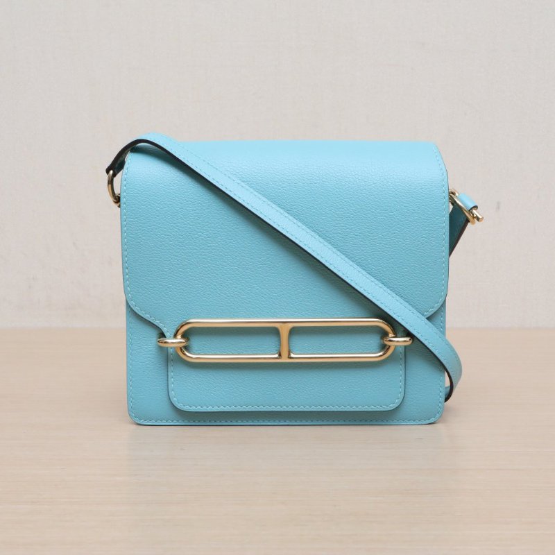 HERMES Roulis豬鼻子193P馬卡龍EC皮Y刻金扣肩背包-1