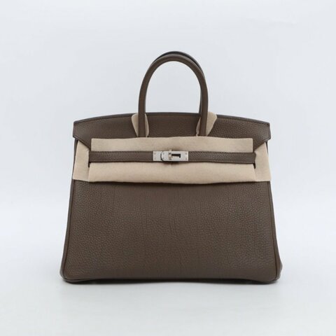 HERMES 16灰褐色Togo皮T刻銀扣鼴鼠灰愛馬仕hermesBirkin25肩背包