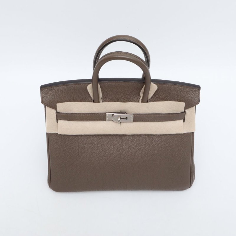 HERMES 16灰褐色Togo皮T刻銀扣鼴鼠灰愛馬仕hermesBirkin25肩背包-4