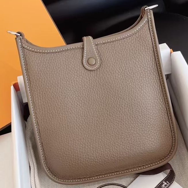 【全新品】Hermes愛馬仕大象灰mini evelyne16伊芙琳單肩斜挎包Z刻-1