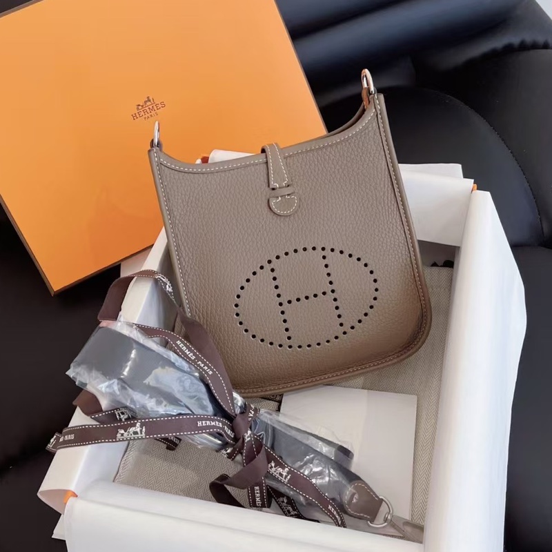 【全新品】Hermes愛馬仕大象灰mini evelyne16伊芙琳單肩斜挎包Z刻-2