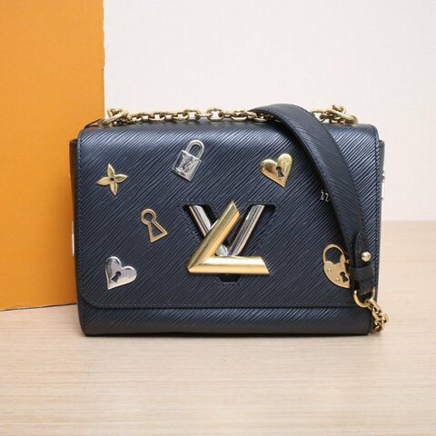 LOUIS VUITTON TWIST中號23黑色EPI水波紋牛皮金扣2019肩背包