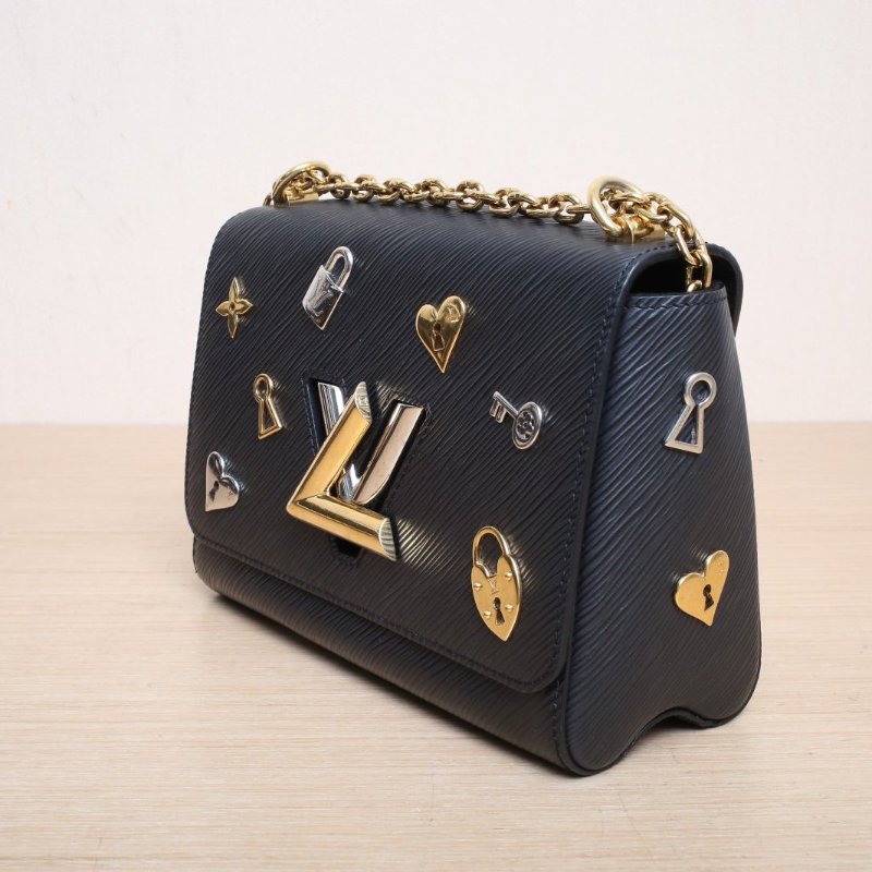 LOUIS VUITTON TWIST中號23黑色EPI水波紋牛皮金扣2019肩背包-4