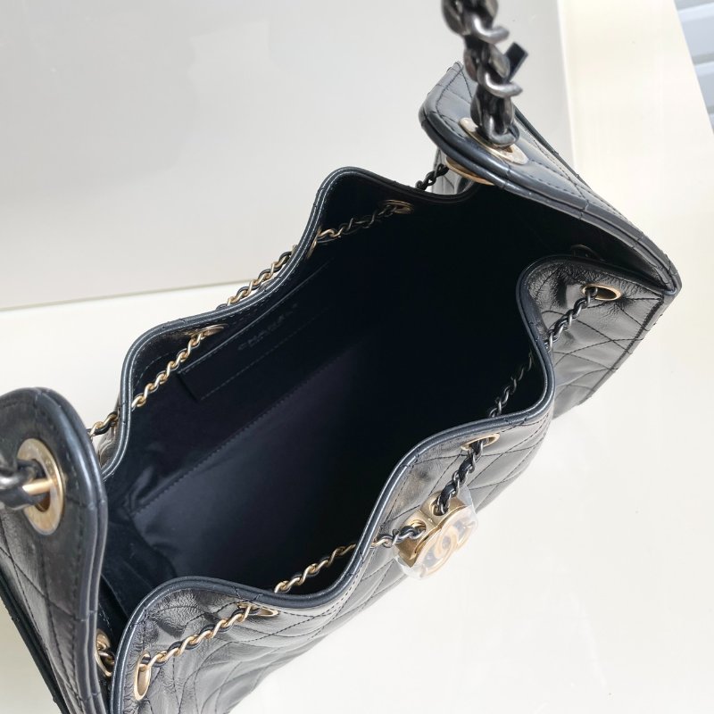 全新 CHANEL 25 bag 黑金 油蠟皮 鴛鴦釦 小號-4
