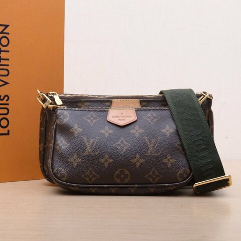 LOUIS VUITTON MultiPochetteAccessoires五合一綠肩帶老花PVC2021肩背包