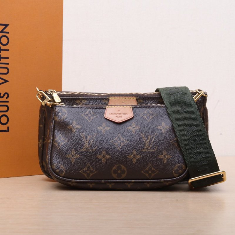 LOUIS VUITTON MultiPochetteAccessoires五合一綠肩帶老花PVC2021肩背包-0