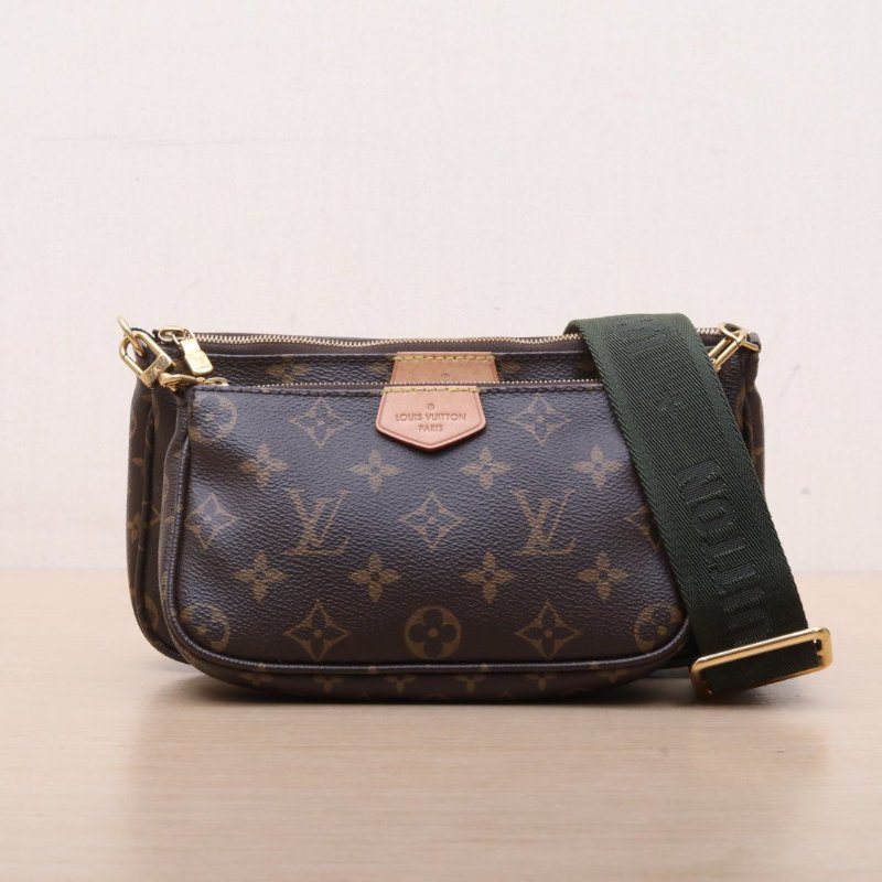 LOUIS VUITTON MultiPochetteAccessoires五合一綠肩帶老花PVC2021肩背包-1