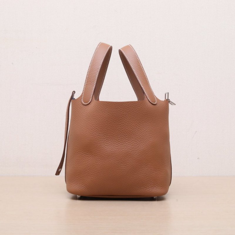 HERMES Picotin菜籃子1837金棕色TC皮K2025銀扣肩背包-4