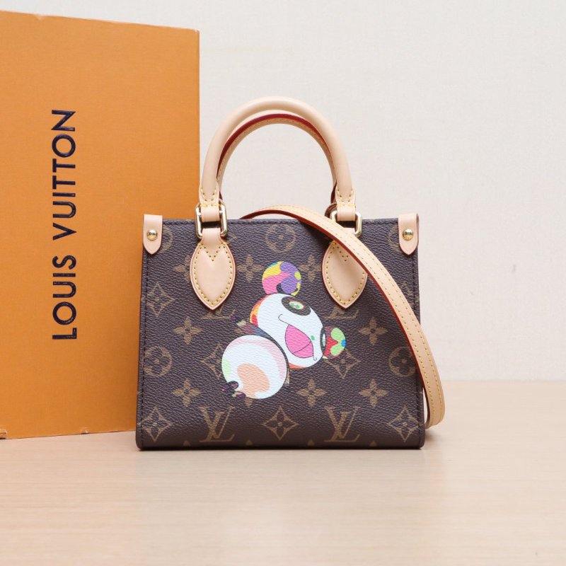 LOUIS VUITTON OnthegoLVxTM村上隆聯名款BB18老花PVC晶片肩背包-0