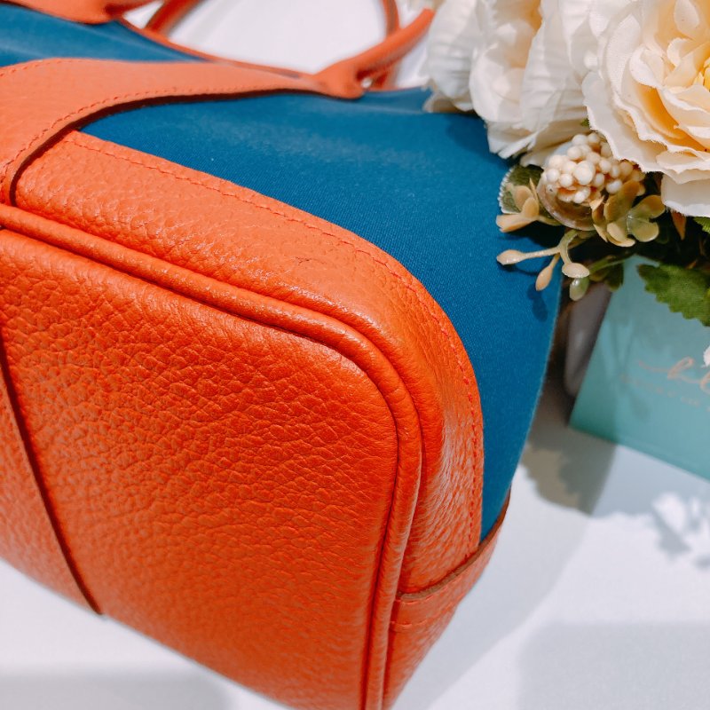TW4582 Hermes 愛馬仕 花園包 帆布 拼牛皮 Garden Party 30 Canvas Bleu Outremer x Capucine-7
