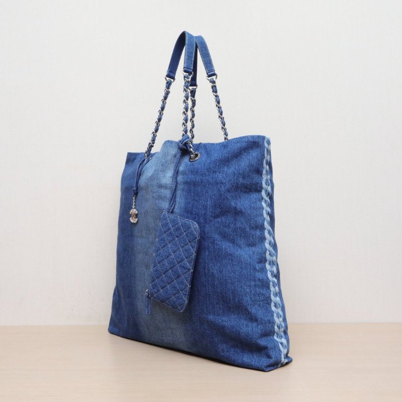 CHANEL 26開銀扣漸變丹寧牛仔托特包肩背包-4