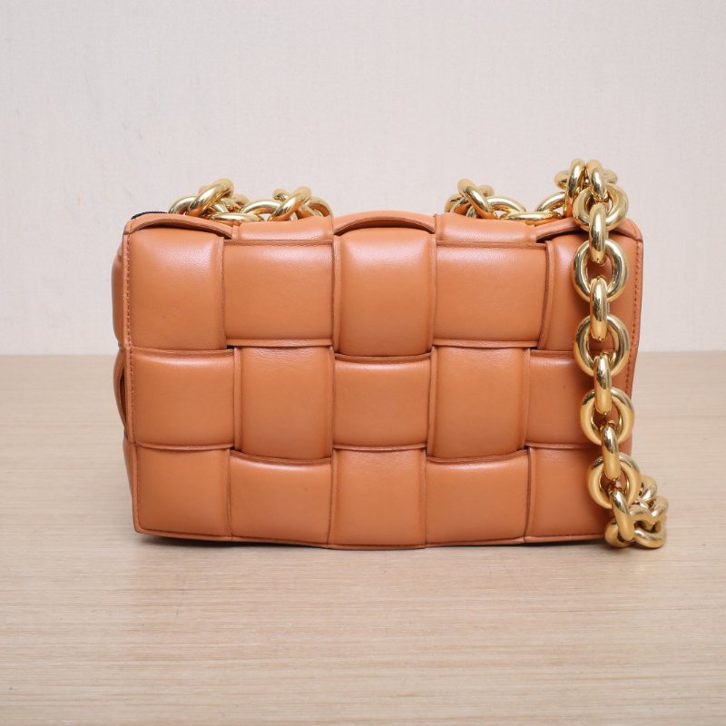 BOTTEGA VENETA CassetteChain粗鏈條26橙色羊皮肩背包-1