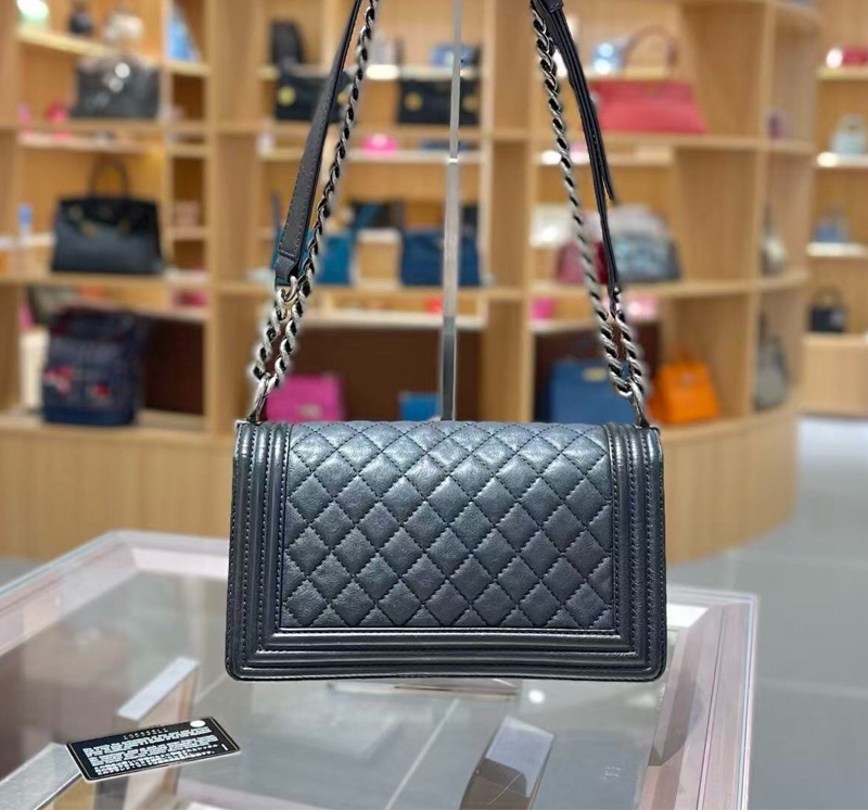 Chanel 宫廷款黑银牛leboy中好号链条包-1