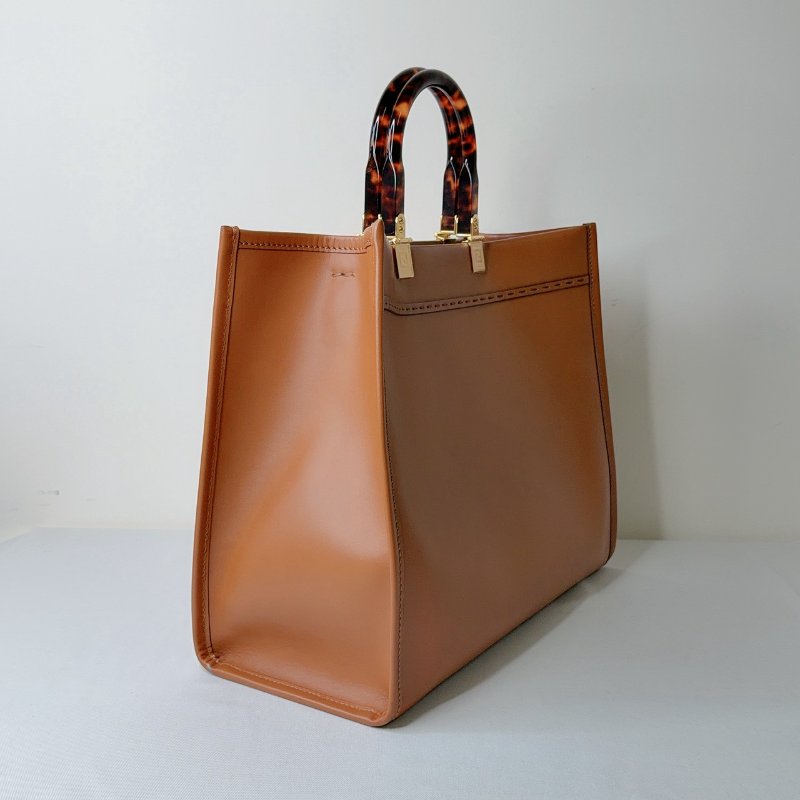 FENDI Sunshine中款玳瑁手提購物包-5