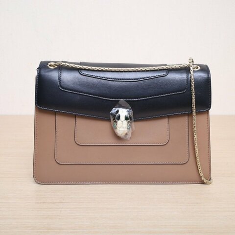 BVLGARI SerpentiForever風琴蛇頭包橫版28無手柄拼色牛皮肩背包