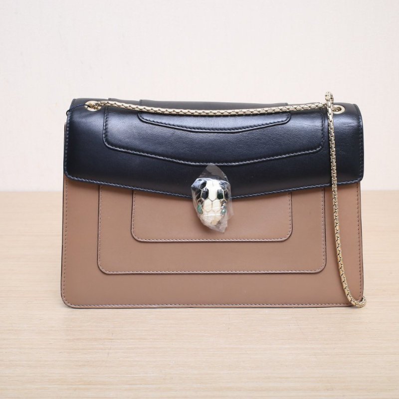 BVLGARI SerpentiForever風琴蛇頭包橫版28無手柄拼色牛皮肩背包-1