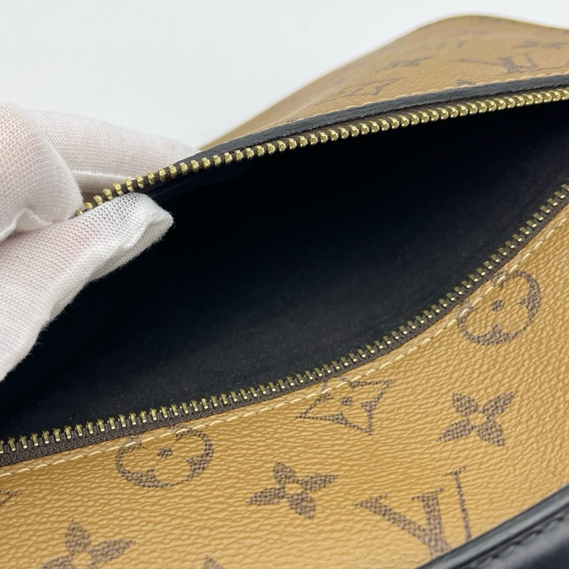 LV路易威登 棕色拼焦糖色老花翻盖腋下包邮差-8