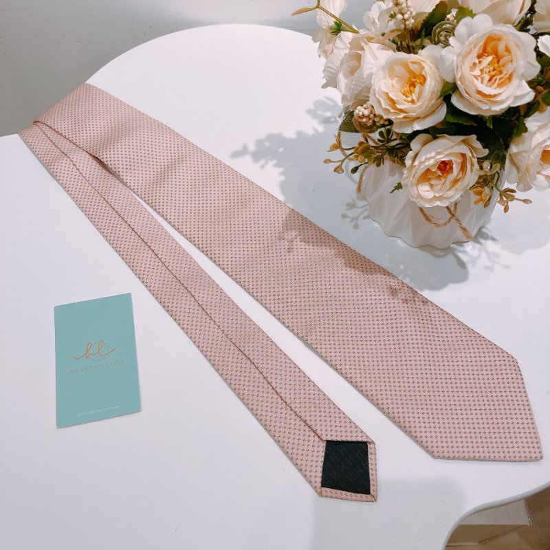 TW4578 Hermes 愛馬仕 領帶 Faconnee H Pattern Silk Tie Pink-1