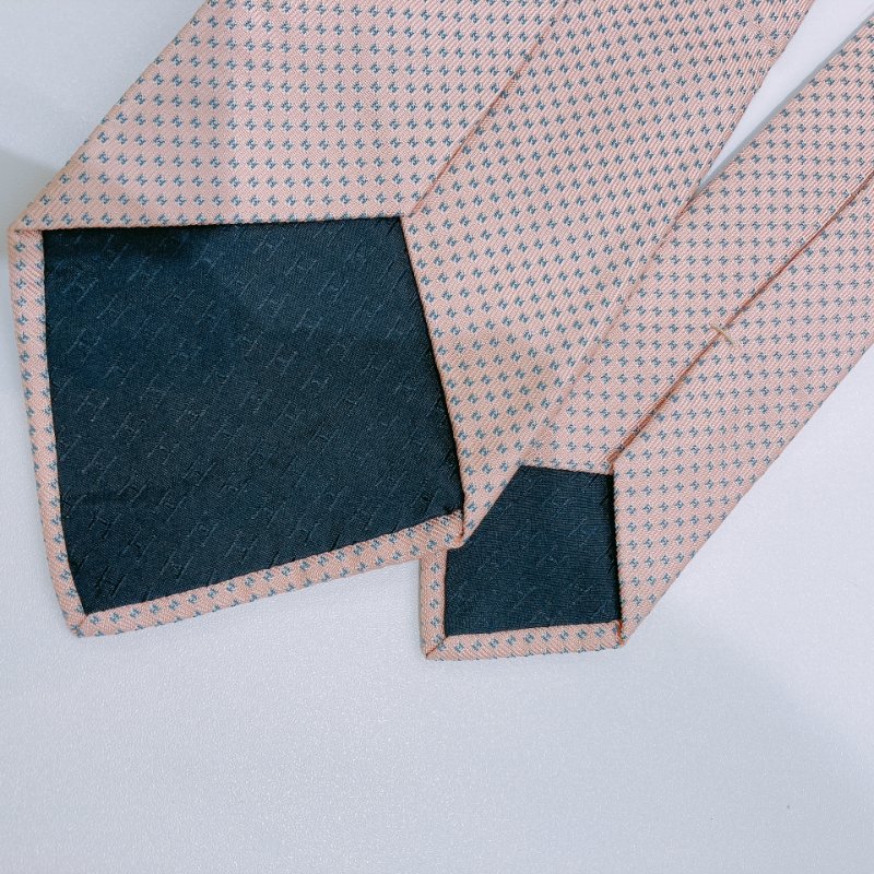 TW4578 Hermes 愛馬仕 領帶 Faconnee H Pattern Silk Tie Pink-2