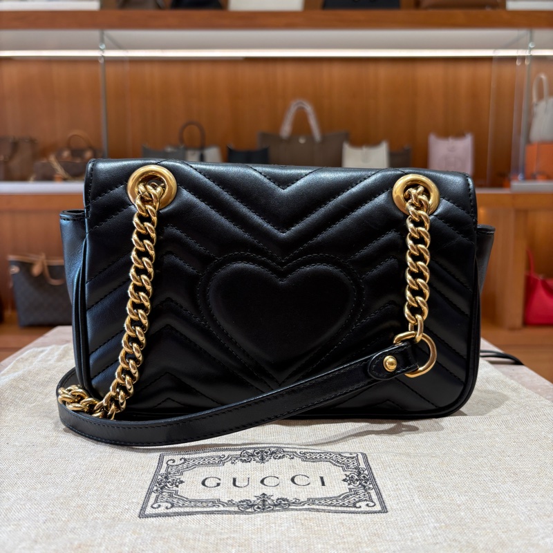 【近全新收藏級】Gucci GG Marmont Jumbi 金鍊肩背包｜黑色小牛皮絎縫設計｜雙背法實用百搭｜高保值經典款-6