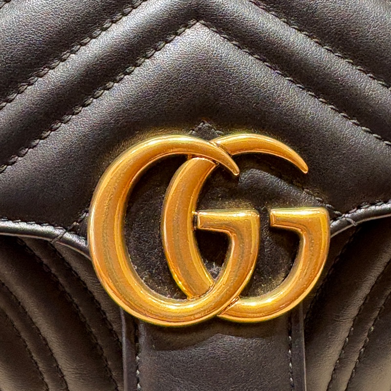 【近全新收藏級】Gucci GG Marmont Jumbi 金鍊肩背包｜黑色小牛皮絎縫設計｜雙背法實用百搭｜高保值經典款-10