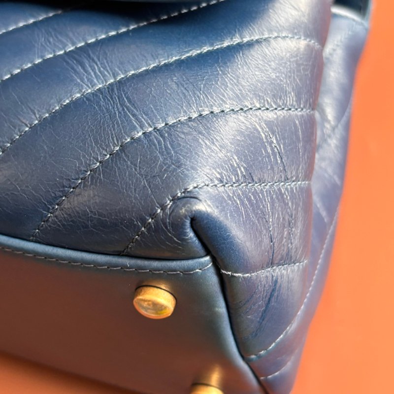 ::CHANEL:: 藍色牛皮山型紋 CocoHandle 28 手提 斜背 兩用包-6