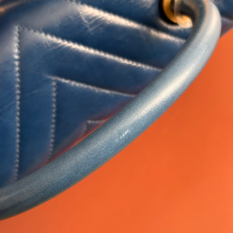 ::CHANEL:: 藍色牛皮山型紋 CocoHandle 28 手提 斜背 兩用包-15