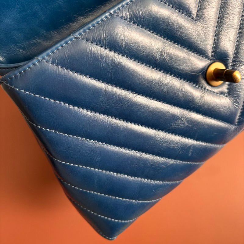 ::CHANEL:: 藍色牛皮山型紋 CocoHandle 28 手提 斜背 兩用包-23