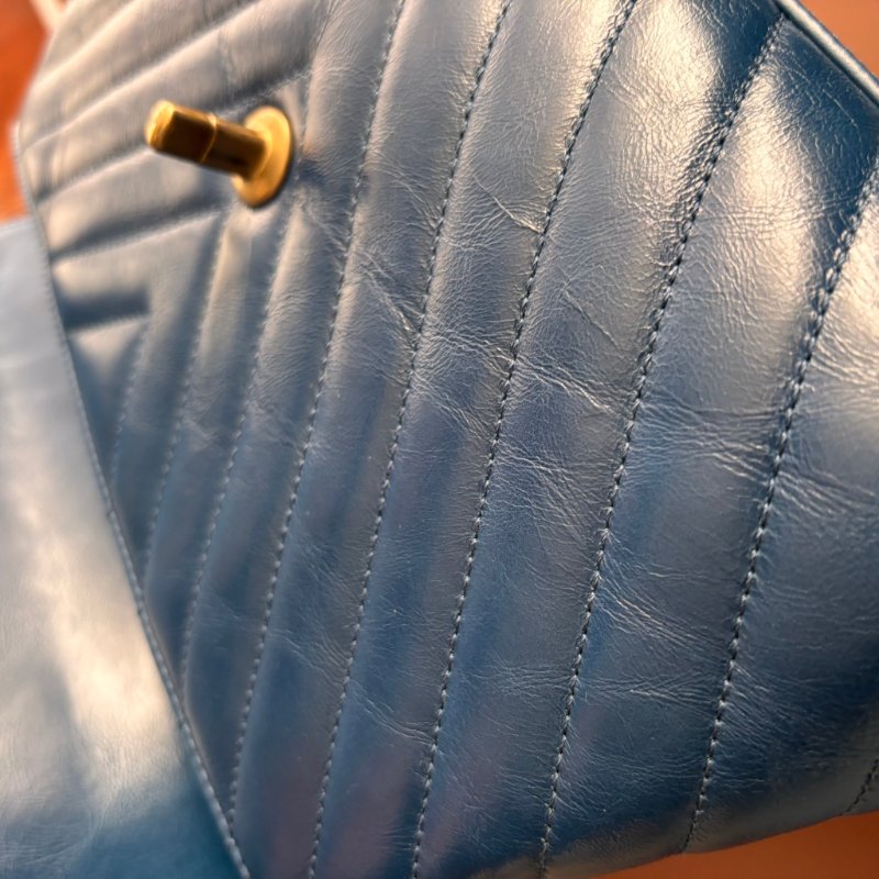 ::CHANEL:: 藍色牛皮山型紋 CocoHandle 28 手提 斜背 兩用包-37
