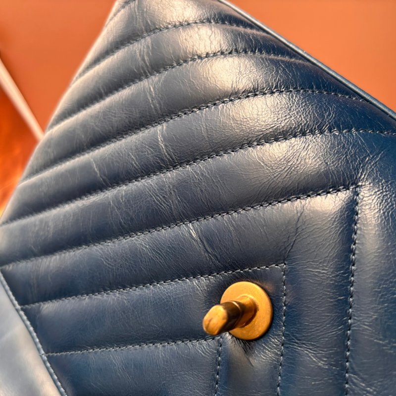 ::CHANEL:: 藍色牛皮山型紋 CocoHandle 28 手提 斜背 兩用包-38