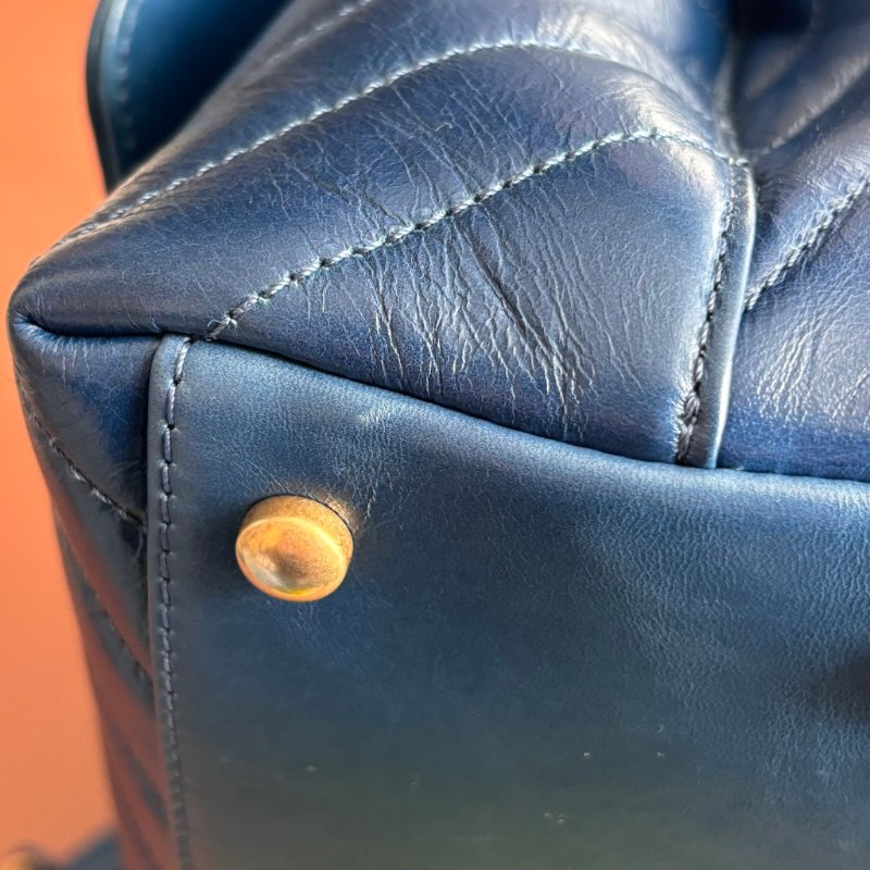 ::CHANEL:: 藍色牛皮山型紋 CocoHandle 28 手提 斜背 兩用包-39