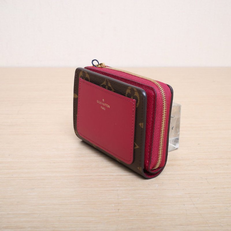 LOUIS VUITTON 老花牛皮PVC晶片LOU系列拉鏈短款錢包款//肩背包-2