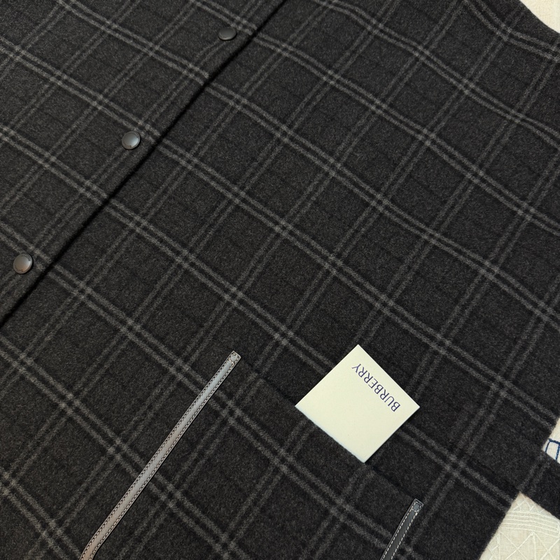 BURBERRY英國雙面格紋披肩斗篷M/L-7