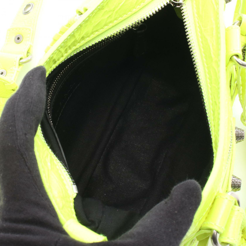 BALENCIAGA Neo Cagoule S 單肩斜背包,黃色皮革,二手女款-2