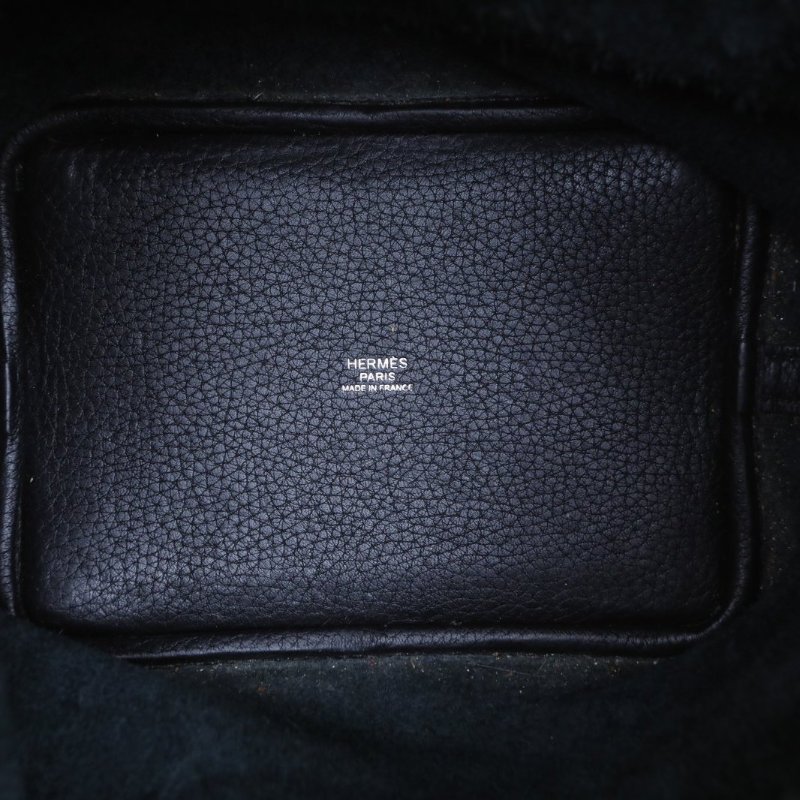 HERMES Picotin菜籃子1889黑色拼37金棕色TC皮A刻銀扣肩背包-2