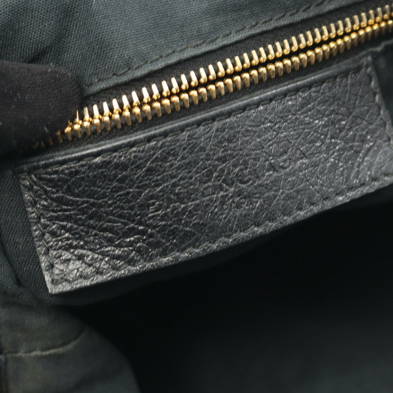 BALENCIAGA 巨型迷你絨球肩背包 285439 黑色皮革 二手 女士-3