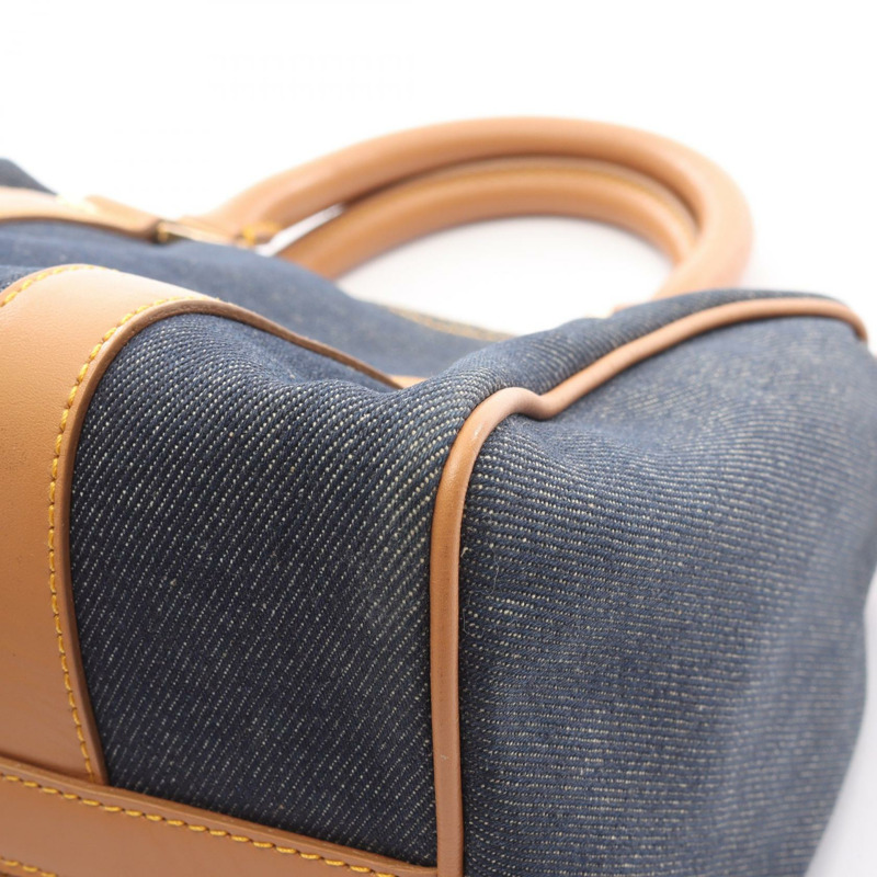 Dior 手提包 牛仔皮革 海軍藍棕色 二手 女士-6