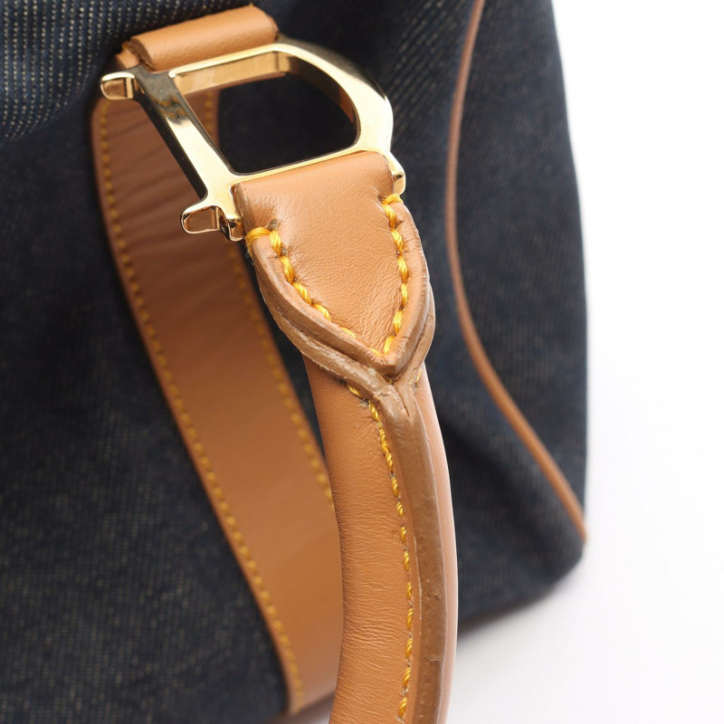 Dior 手提包 牛仔皮革 海軍藍棕色 二手 女士-7