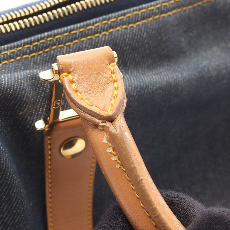 Dior 手提包 牛仔皮革 海軍藍棕色 二手 女士-9